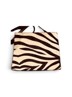 Adrienne Vittadini Brown & White.  Faux Zebra Hair striped Purse. Shoulder strap